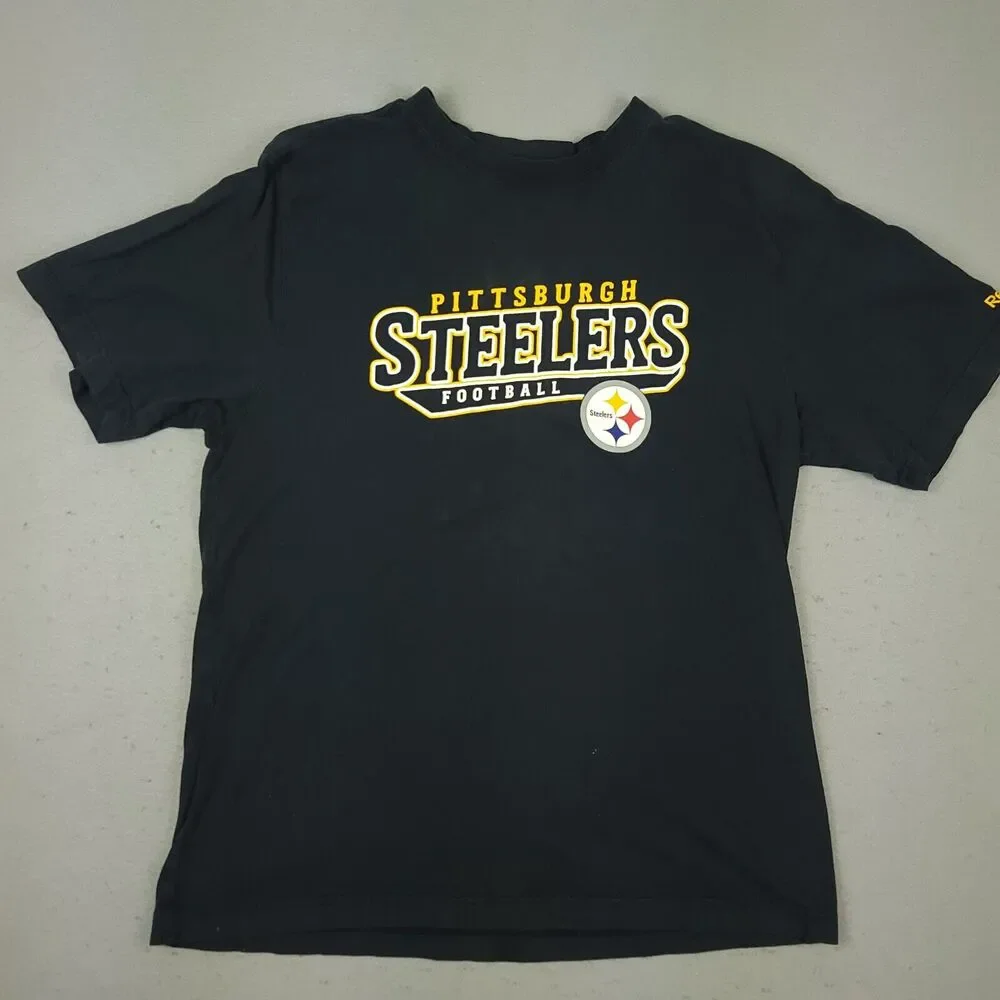 Reebok Pittsburgh Steelers T Shirt Mens XL Black Cotton Short Sleeve - Picture 1 of 10